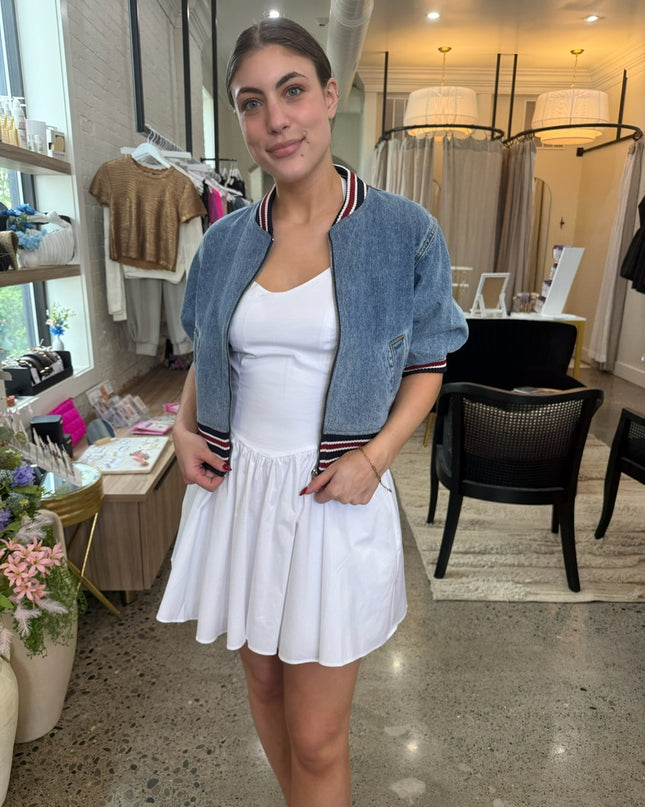 Denim Jacket and White dress
