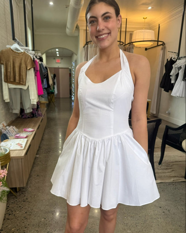 Steve Madden White Yala Halter Mini Dress
