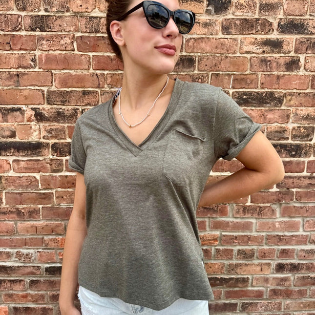 Charcoal Heather Vneck Tshirt