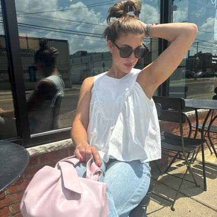Off White Sleeveless Ruffle Detail Top - Shop Simply Apparel