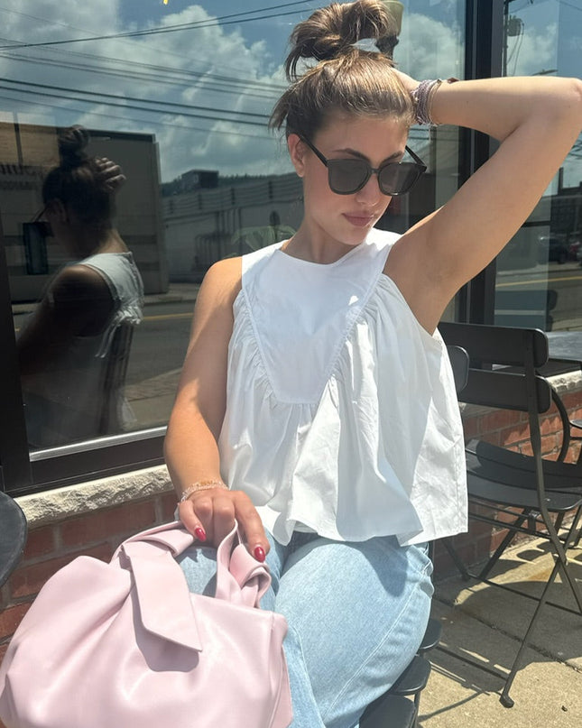 Off White Sleeveless Ruffle Detail Top - Shop Simply Apparel