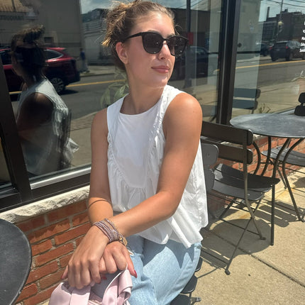 Off White Sleeveless Ruffle Detail Top - Shop Simply Apparel