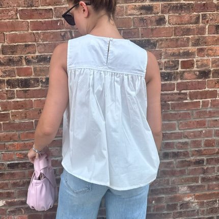 Off White Sleeveless Ruffle Detail Top - Shop Simply Apparel