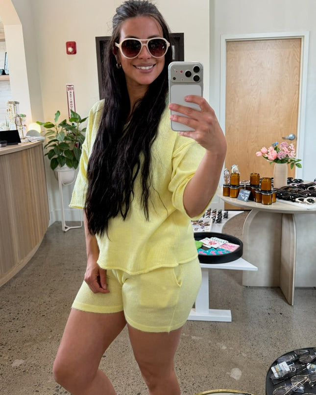 Butter Lemon Soft Knit Shorts