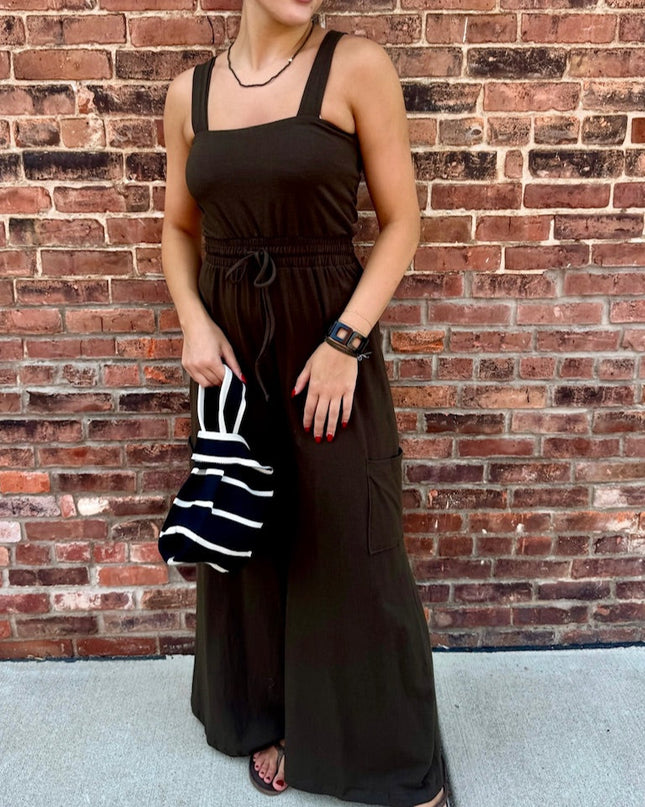 Olive wide leg jumpsuit