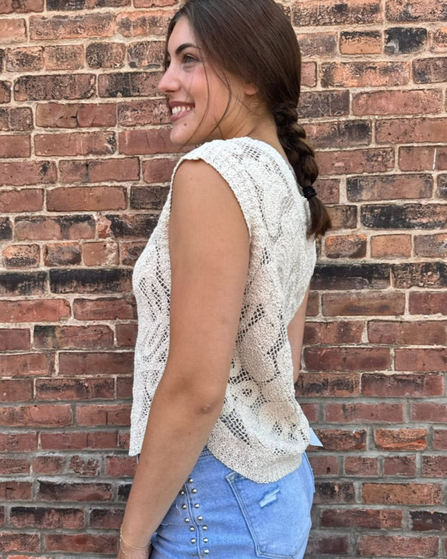Natural Crochet Sleeveless Top
