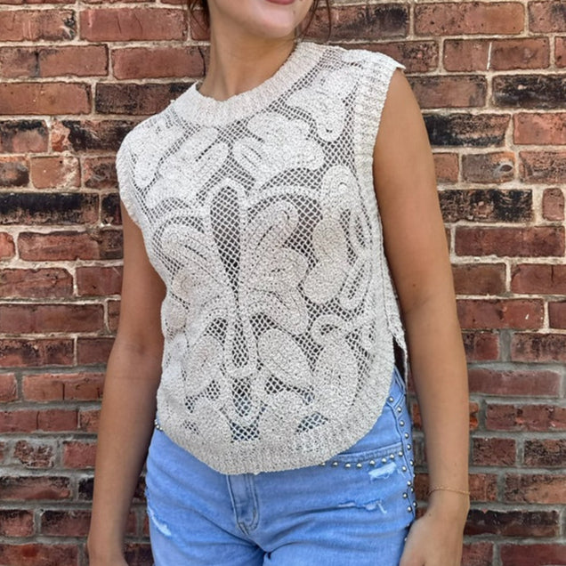 Natural Crochet Sleeveless Top