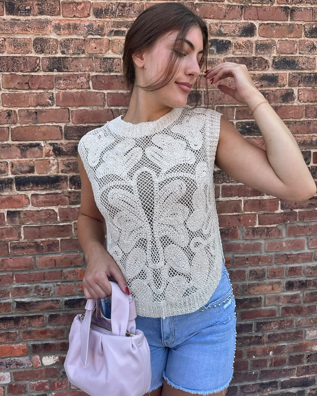 Natural Crochet Sleeveless Top
