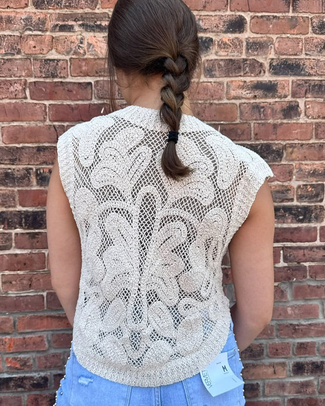 Natural Crochet Sleeveless Top