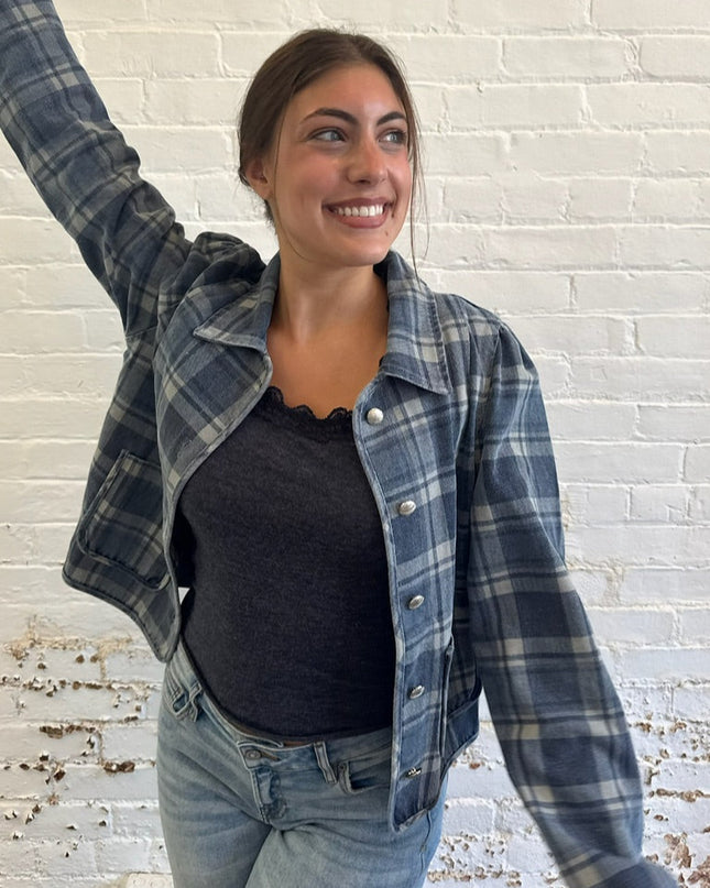 Plaid denim jacket