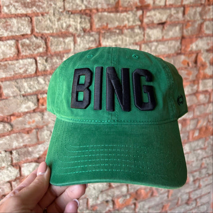 BING Green Hat w/Black Embroidery