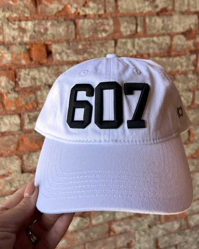 607 Hat White with Black