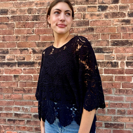 Black Crochet Lace Top - Shop Simply Apparel