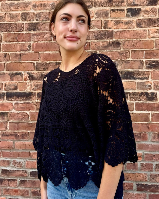 Black Crochet Lace Top - Shop Simply Apparel