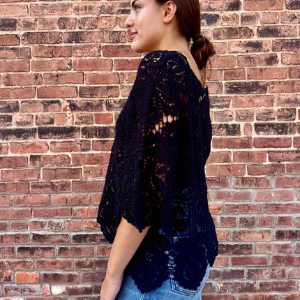 Black Crochet Lace Top - Shop Simply Apparel