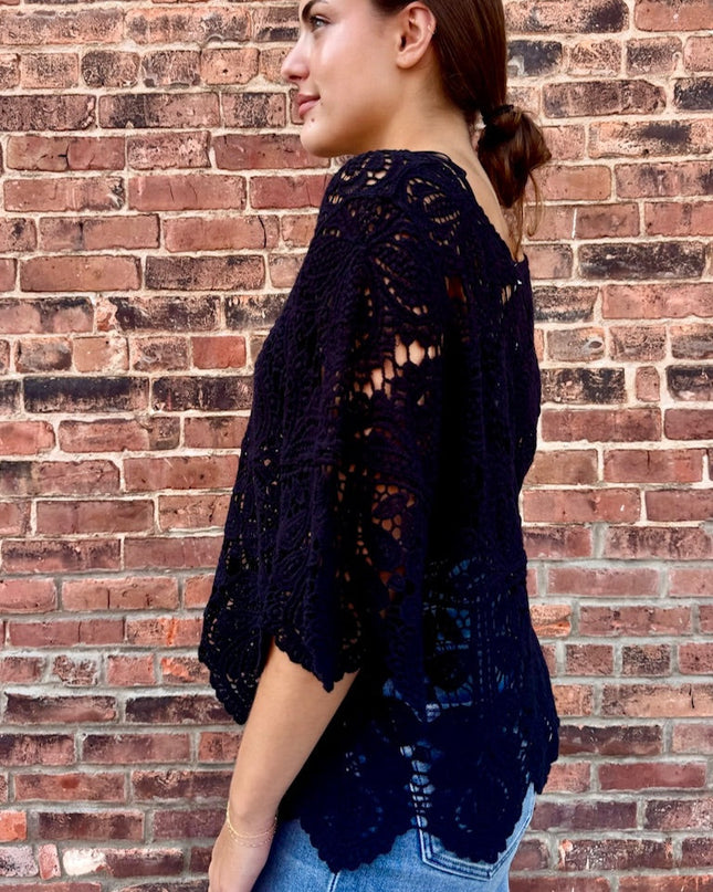 Black Crochet Lace Top - Shop Simply Apparel