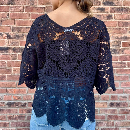 Black Crochet Lace Top - Shop Simply Apparel