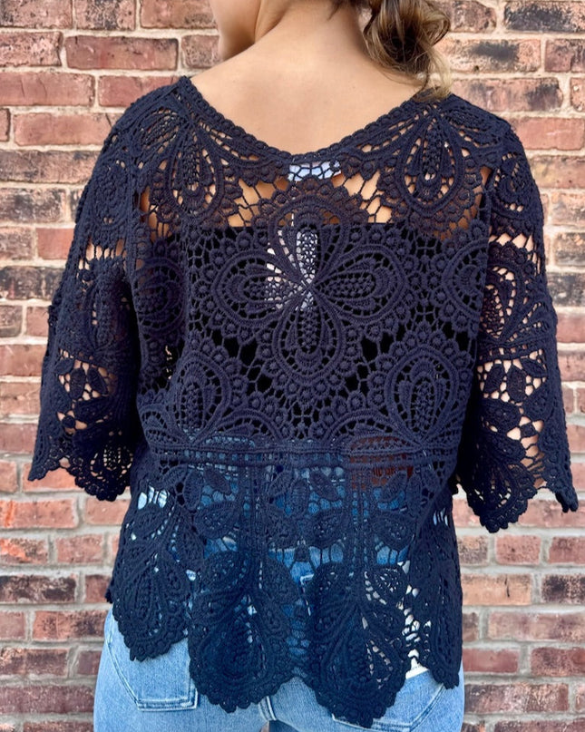 Black Crochet Lace Top - Shop Simply Apparel