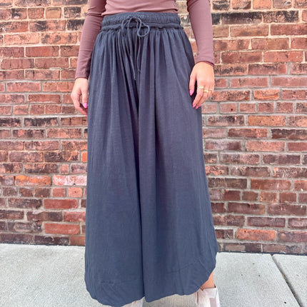 Ash Grey Side Slit Wide Leg Pants - Shop Simply Apparel