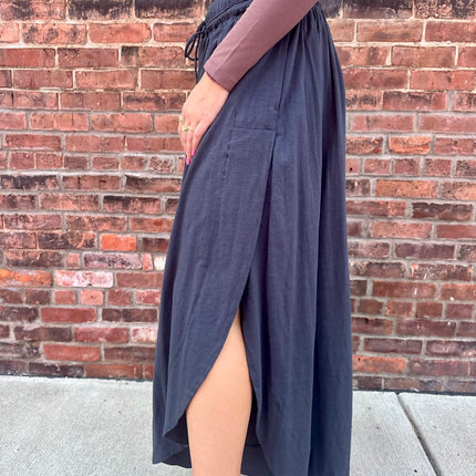 Ash Grey Side Slit Wide Leg Pants - Shop Simply Apparel