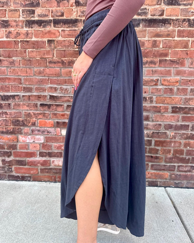 Ash Grey Side Slit Wide Leg Pants - Shop Simply Apparel