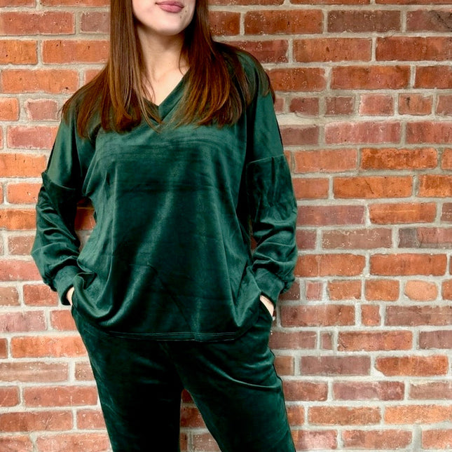 Hunter Green Velvet Knit Top - Shop Simply Apparel