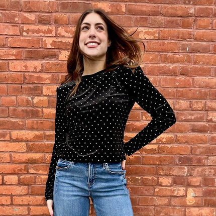 Maddilyn Rhinestone Velvet Top - Shop Simply Apparel