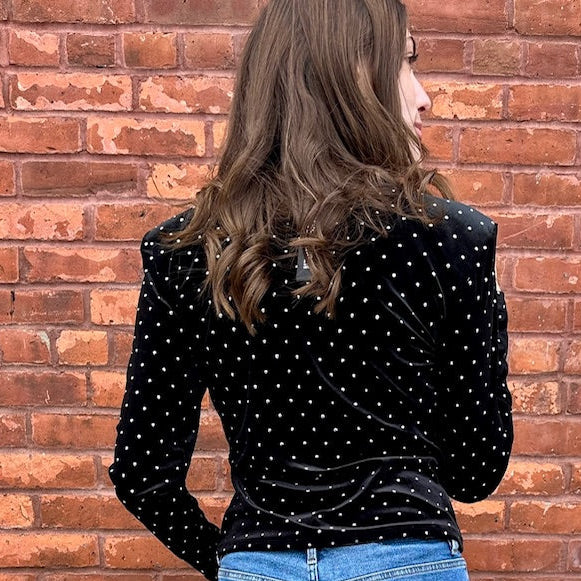 Maddilyn Rhinestone Velvet Top - Shop Simply Apparel