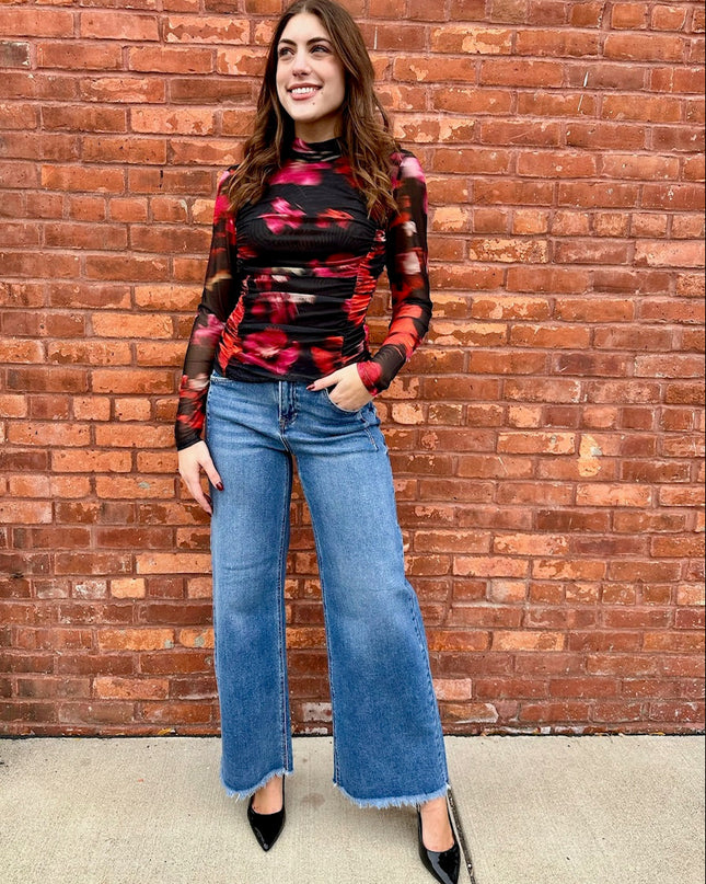 Blurry Floral Taylore Top - Shop Simply Apparel