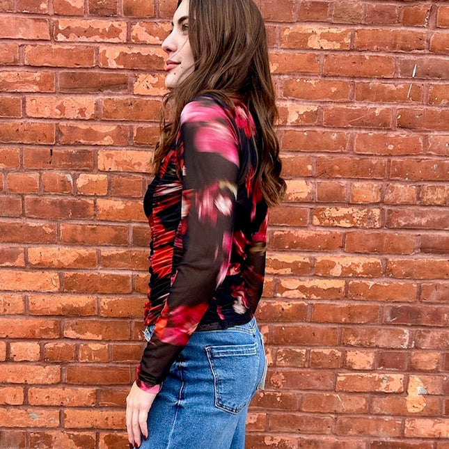 Blurry Floral Taylore Top - Shop Simply Apparel