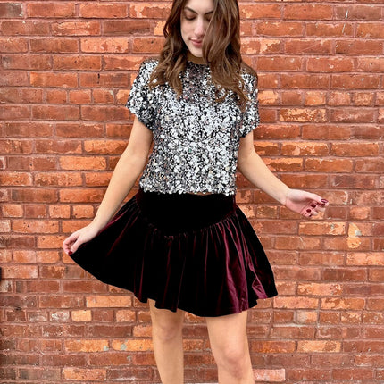 Wine Velvet Jayla Skirt - Shop Simply Apparel