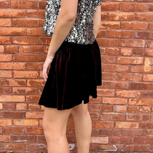Wine Velvet Jayla Skirt - Shop Simply Apparel