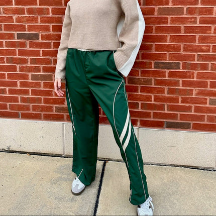 Forest Green Wide Leg Track Pants