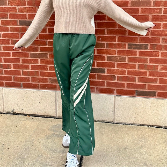 Forest Green Wide Leg Track Pants - Shop Simply Apparel