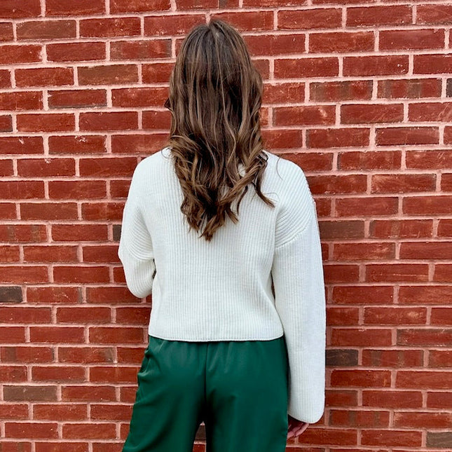 Taupe/Ivory Two-Toned Turtleneck Sweater - Shop Simply Apparel