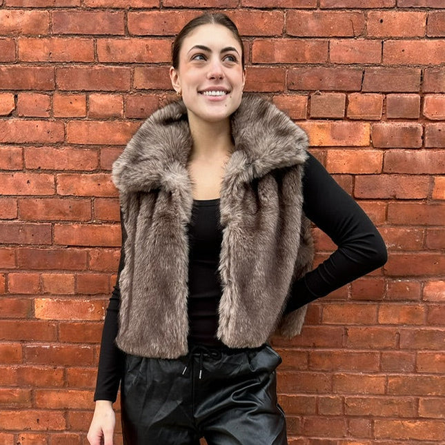 Brown Faux Fur Vest