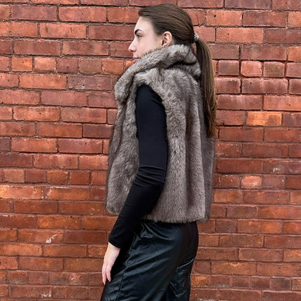 Taupe Faux Fur Vest