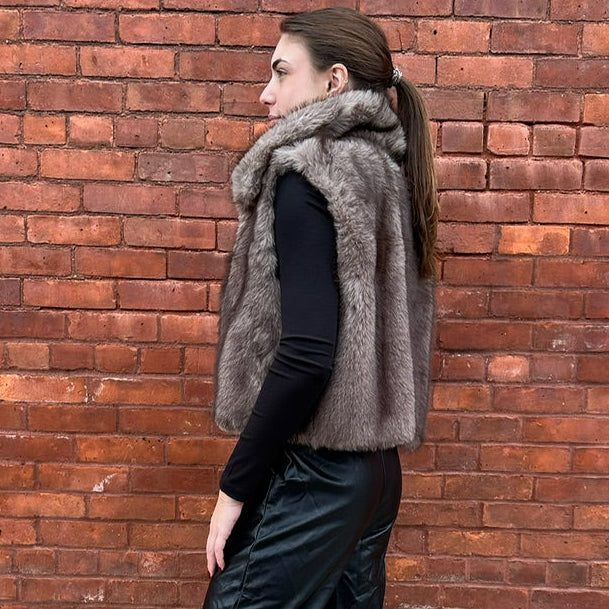 Taupe Faux Fur Vest