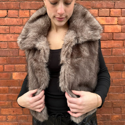 Taupe Faux Fur Vest