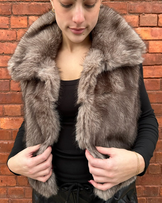 Taupe Faux Fur Vest