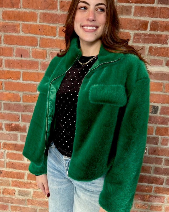 Green Faux Fur Jacket
