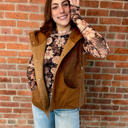 Black Floral-Print Mesh Top