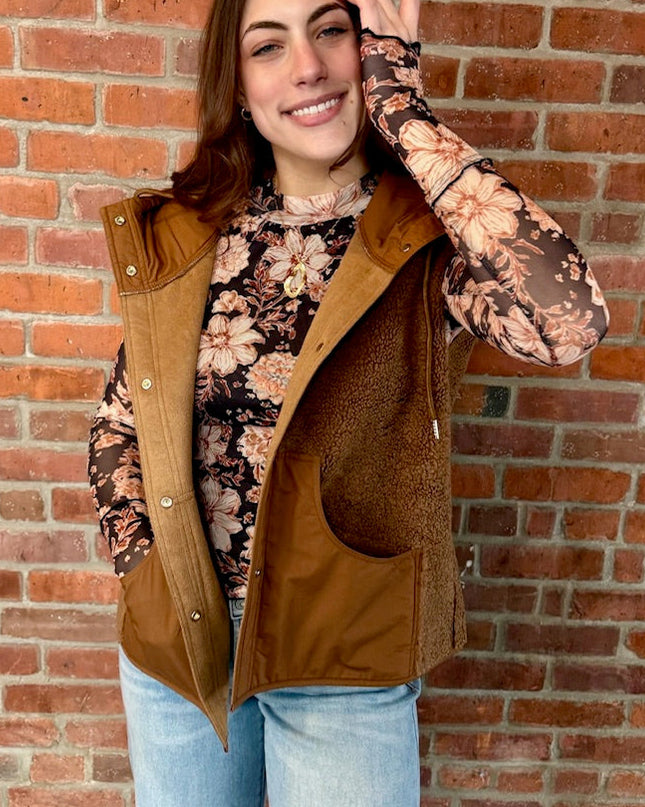 Black Floral-Print Mesh Top