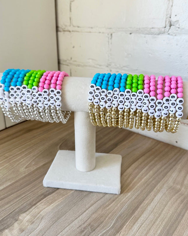 607 Gold Neon Green Beaded Bracelet - Shop Simply Apparel