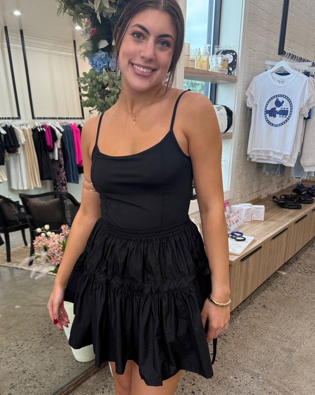 Black tiered mini skirt