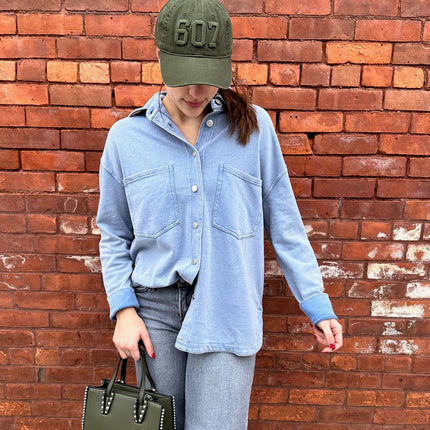light blue soft chambray denim oversized shirt