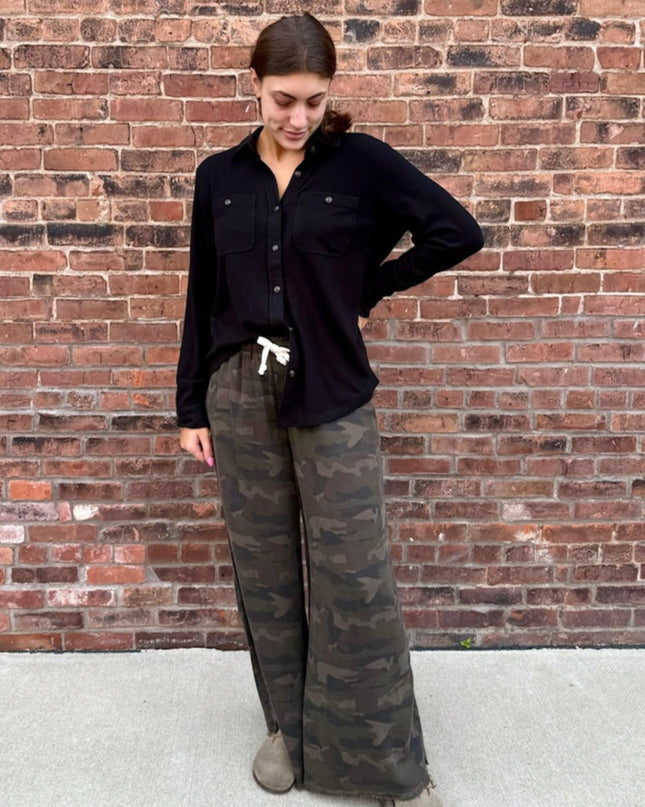 Camo Tencel Wide Leg Pant