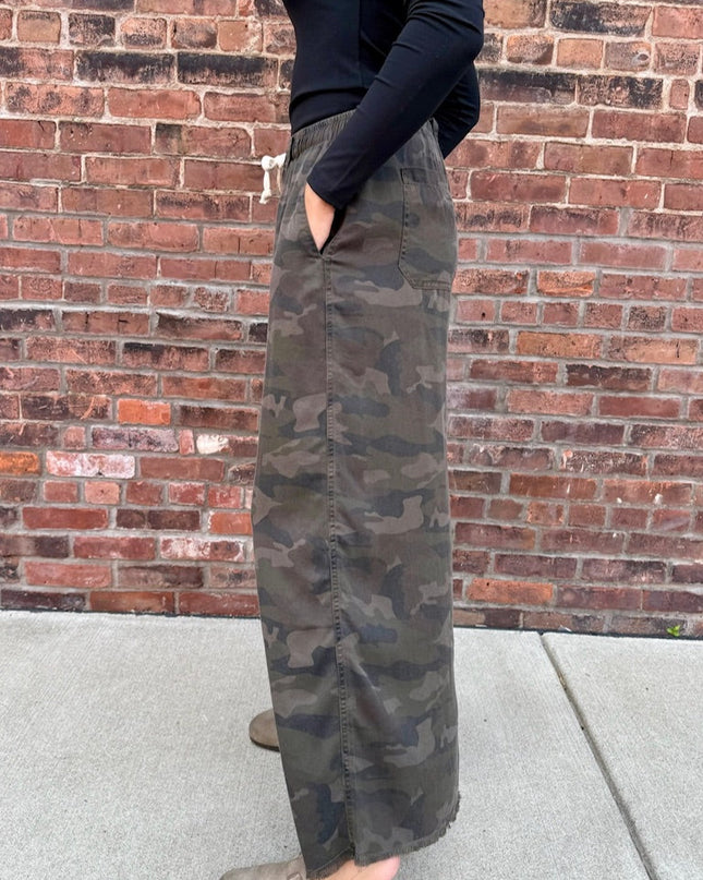 Camo Tencel Wide Leg Pant