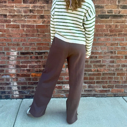 Espresso Cloudwalk Wide Leg Fleece Pants - Shop Simply Apparel