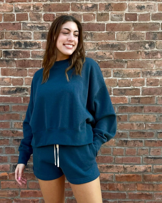 Midnight Navy CloudWalk Balloon Sleeve Sweatshirt